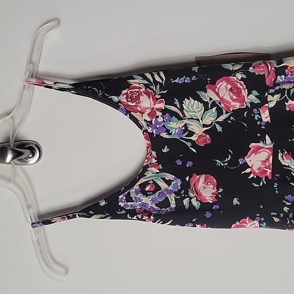 NWT Reformation XS Cha Cha Tank Skater Dress Midi Floral Black Jersey Fit Flare - Picture 6 of 16